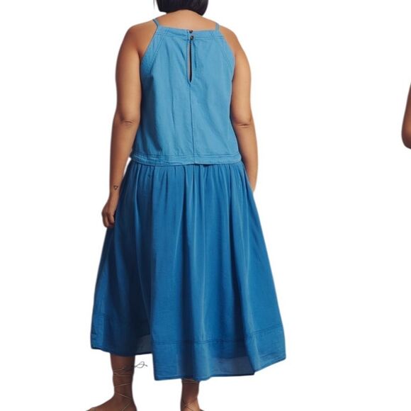 Anthropologie Pilcro Sleeveless Twofer Midi Dress Cornflower Blue M NWT - Picture 2 of 8